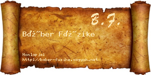 Báber Füzike névjegykártya